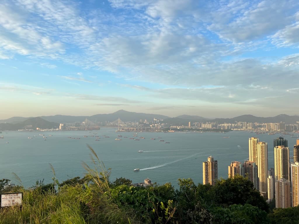 Hong Kong harbour from above